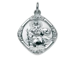 Sterling Silver St. Christopher, Medium Square, Reversible