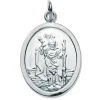 Sterling Silver St. Christopher, Oval And Jump Ring