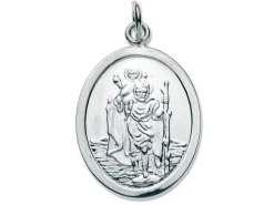 Sterling Silver St. Christopher, Oval And Jump Ring
