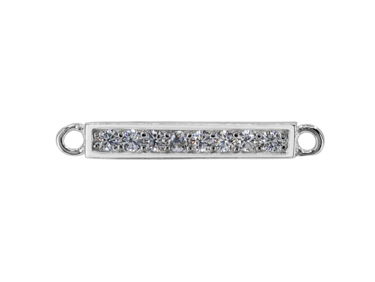 Sterling Silver Stone Set Connector 15mm Pack of 2, 100% Recycled Silver