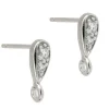 Sterling Silver Stone Set Ear Stud With Ring Pack of 2