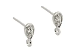 Sterling Silver Stone Set Ear Stud With Ring Pack of 2