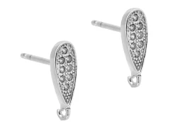 Sterling Silver Stone Set Ear Stud With Ring Pack of 2