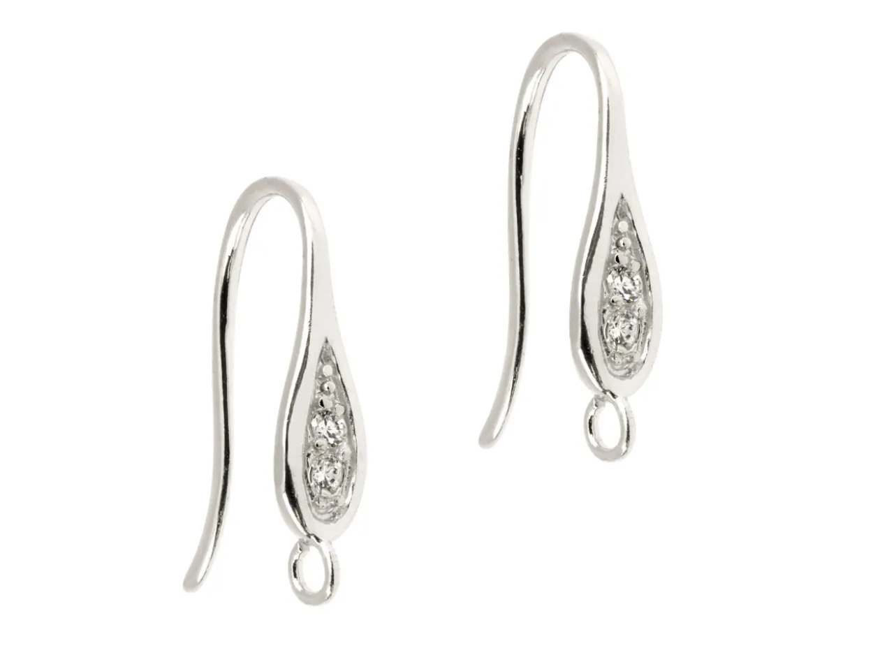 Sterling Silver Stone Set Hookwire With Ring Pack of 2