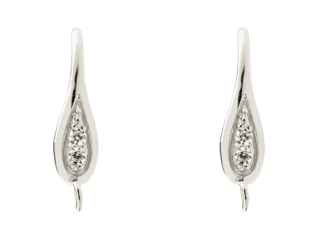 Sterling Silver Stone Set Hookwire With Ring Pack of 2