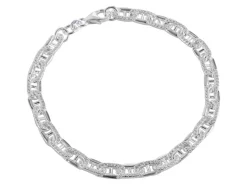 Sterling Silver Stone Set Link Bracelet 7.5"/19cm