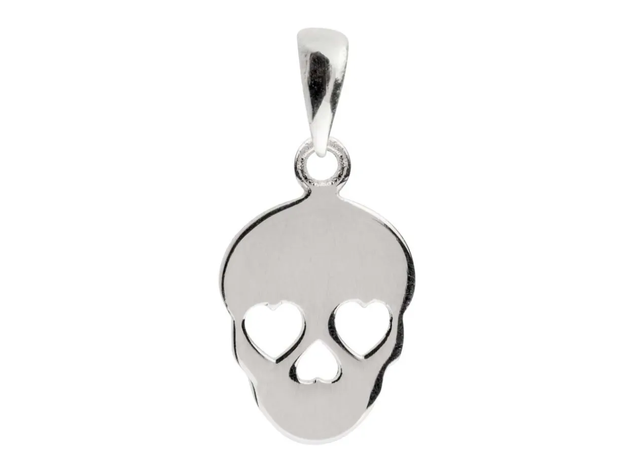 Sterling Silver Sugar Skull Halloween Jewellery Pendant And Chain Set