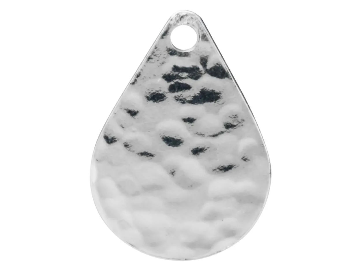 Sterling Silver Teardrop Hammered Blank 10x14mm Pack of 3