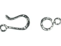 Sterling Silver Textured Hook And Ring Clasp, 23mm Hook, 15mm Ring
