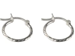 Sterling Silver Textured Hoop Earrings 12mm
