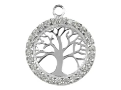 Sterling Silver Tree Of Life Cubic Zirconia Channel Set 18mm