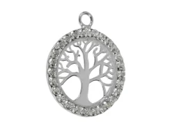 Sterling Silver Tree Of Life Cubic Zirconia Channel Set 18mm