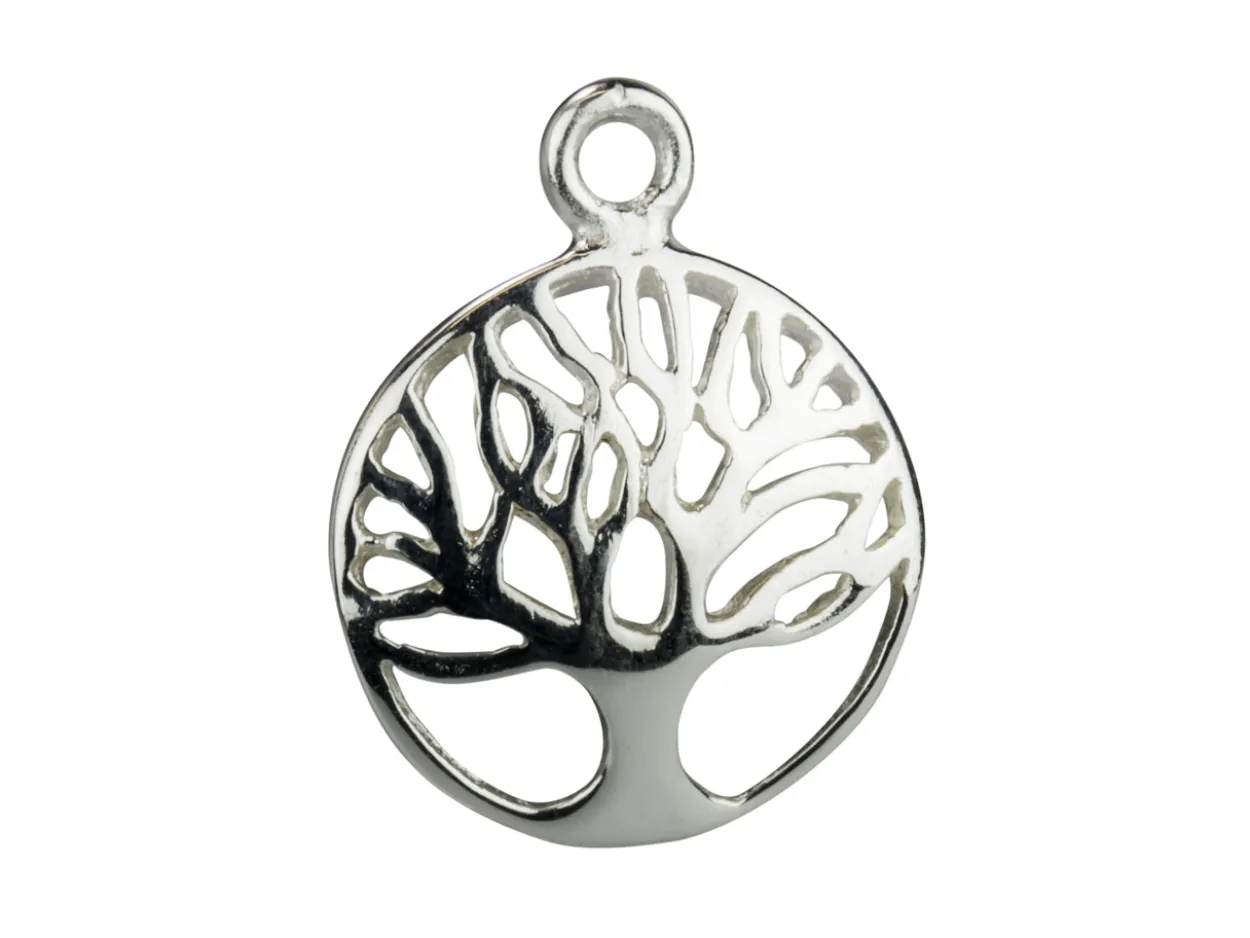 Sterling Silver Tree Of Life Domed Drop 12mm Pack of 5