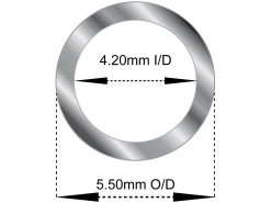 Sterling Silver Tube, Ref A, Outside Diameter 5.5mm, Inside Diameter 4.2mm, 0.65mm Wall Thickness, 100% Recycled Silver