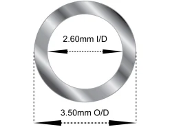 Sterling Silver Tube, Ref 4, Outside Diameter 3.5mm, Inside Diameter 2.6mm, 0.45mm Wall Thickness, 100% Recycled Silver