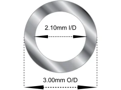 Sterling Silver Tube, Ref 5, Outside Diameter 3.0mm, Inside Diameter 2.1mm, 0.45mm Wall Thickness, 100% Recycled Silver