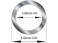 Sterling Silver Tube, Ref 1, Outside Diameter 5.0mm, Inside Diameter 3.8mm, 0.6mm Wall Thickness, 100% Recycled Silver