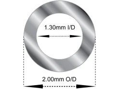 Sterling Silver Tube, Ref 10, Outside Diameter 2.0mm, Inside Diameter 1.3mm, 0.35mm Wall Thickness, 100% Recycled Silver