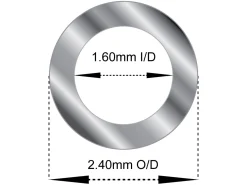 Sterling Silver Tube, Ref 8, Outside Diameter 2.4mm, Inside Diameter 1.6mm, 0.4mm Wall Thickness, 100% Recycled Silver