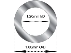 Sterling Silver Tube, Ref 11, Outside Diameter 1.8mm, Inside Diameter 1.2mm, 0.3mm Wall Thickness, 100% Recycled Silver