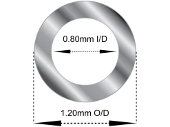 Sterling Silver Tube, Ref 14, Outside Diameter 1.2mm, Inside Diameter 0.8mm, 0.2mm Wall Thickness, 100% Recycled Silver