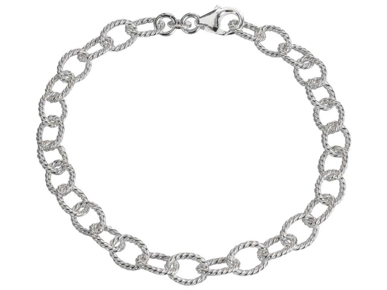 Sterling Silver Twisted Link Bracelet 7.5"/19cm