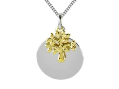 Sterling Silver Two Tone Tree Of Life Disc Pendant
