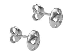 Sterling Silver Valentine's Day Round Cut Out Hearts Stud Earrings, With Display Box