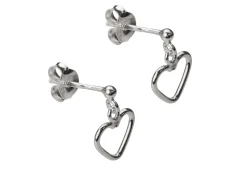 Sterling Silver Valentine's Day Jewellery Heart Drop Earrings, With Display Box