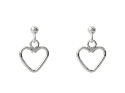 Sterling Silver Valentine's Day Jewellery Heart Drop Earrings, With Display Box