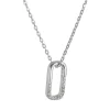 Sterling Silver Vertical Large Link Stone Set Necklet 18"/45cm