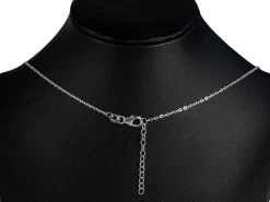 Sterling Silver Vertical Large Link Stone Set Necklet 18