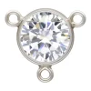 Sterling Silver 3 Way Cubic Zirconia Bezel Connector White 6mm
