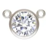 Sterling Silver 2 Way Cubic Zirconia Bezel Connector White 6mm