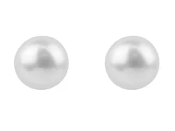 Sterling Silver White Button Pearl Earrings