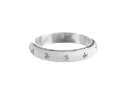 Sterling Silver White Enamel Stone Set Ring, Size O