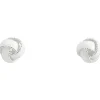 Sterling Silver White Enamel Textured Knot Stud Earrings