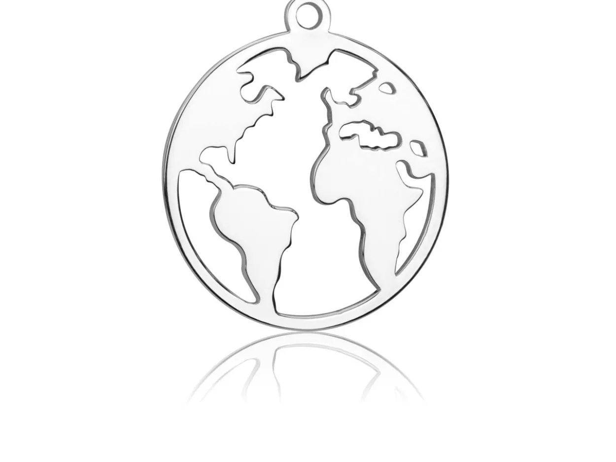 Sterling Silver World Map 15mm
