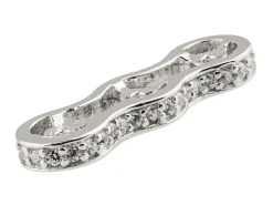 Sterling Silver 18x6mm Triple Bead Spacer With Cubic Zirconia
