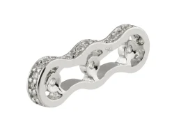 Sterling Silver 18x6mm Triple Bead Spacer With Cubic Zirconia