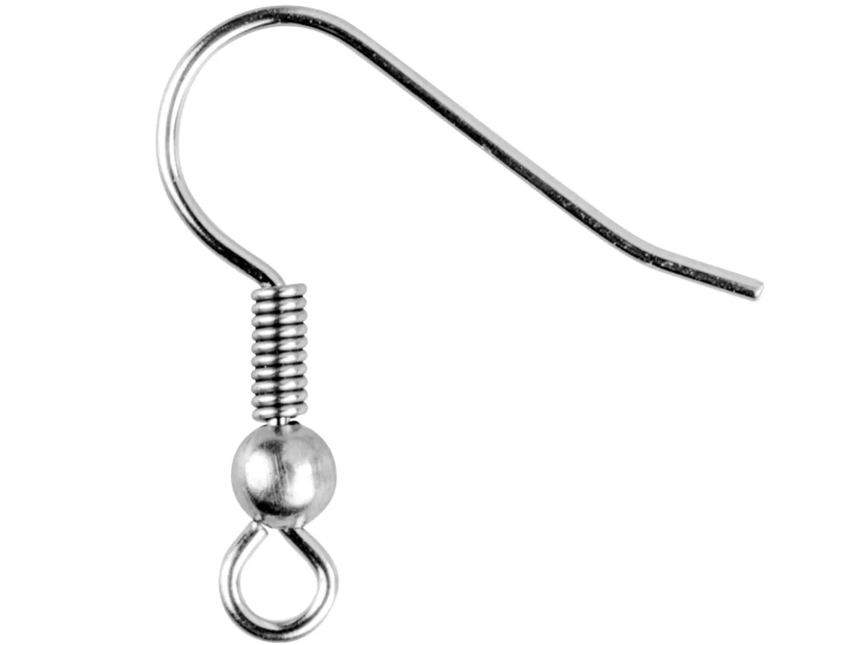 Surgical Steel Ear Wire 19.0mm Lengthbead And Loop Hook, Pack of 10, 0.71mm