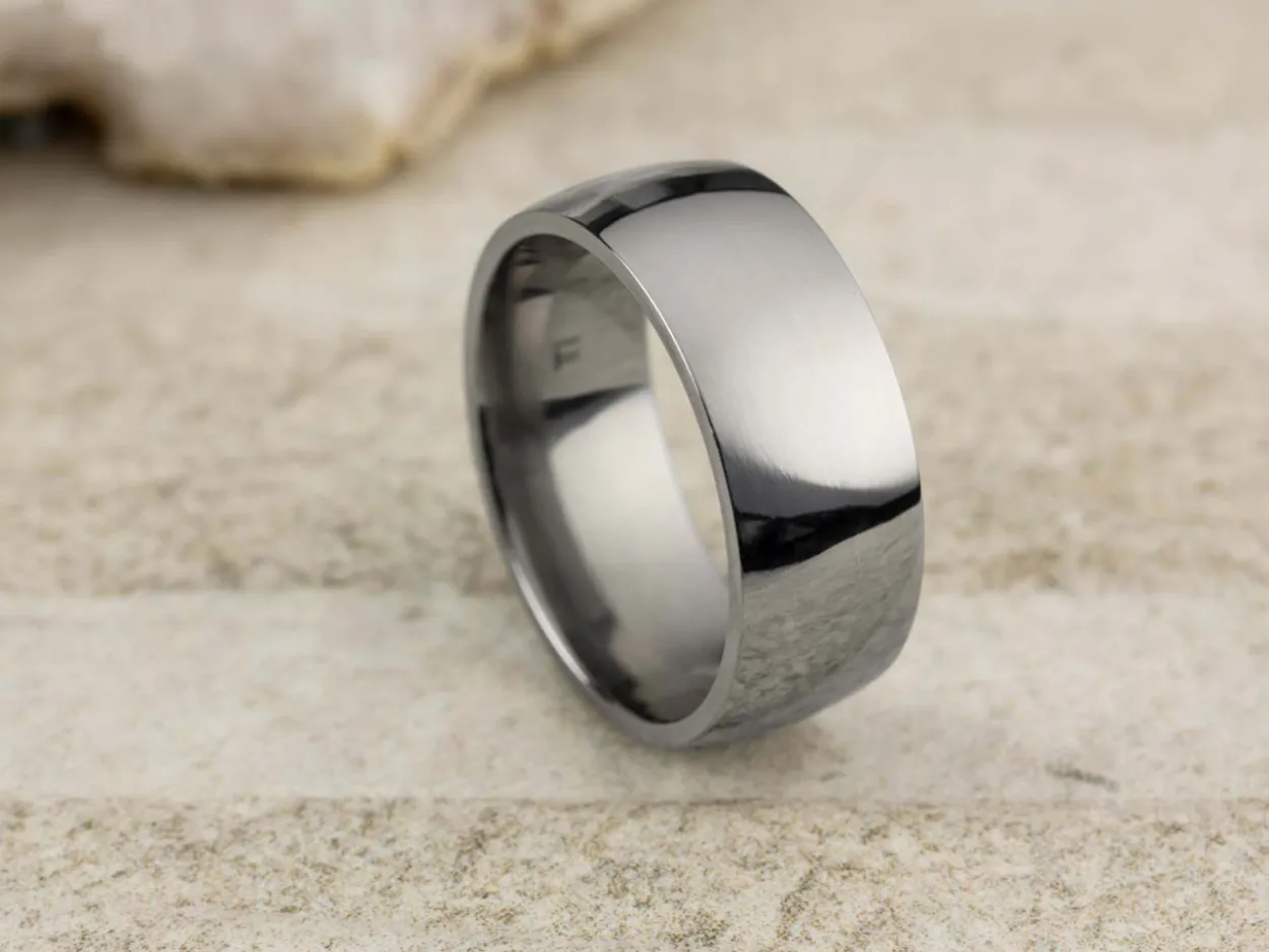 Titanium Court Polished Wedding Ring 8.0mm, Size X, 2.0mm Wall