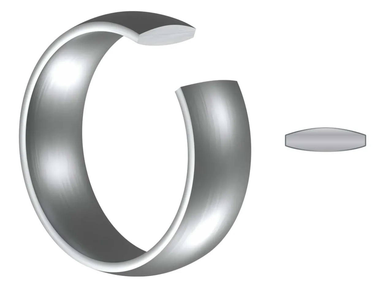 Titanium Court Polished Wedding Ring 8.0mm, Size X, 2.0mm Wall