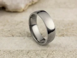 Titanium Court Polished Wedding Ring 6.0mm, Size W, 1.8mm Wall