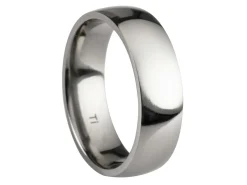 Titanium Court Polished Wedding Ring 6.0mm, Size Q, 1.8mm Wall