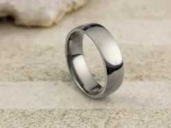 Titanium Court Polished Wedding Ring 6.0mm, Size Q, 1.8mm Wall