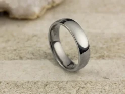 Titanium Court Polished Wedding Ring 5.0mm, Size S, 1.8mm Wall