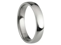 Titanium Court Polished Wedding Ring 4.0mm, Size R, 1.6mm Wall