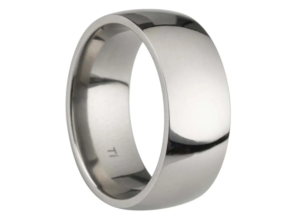 Titanium Court Polished Wedding Ring 8.0mm, Size Z, 2.0mm Wall