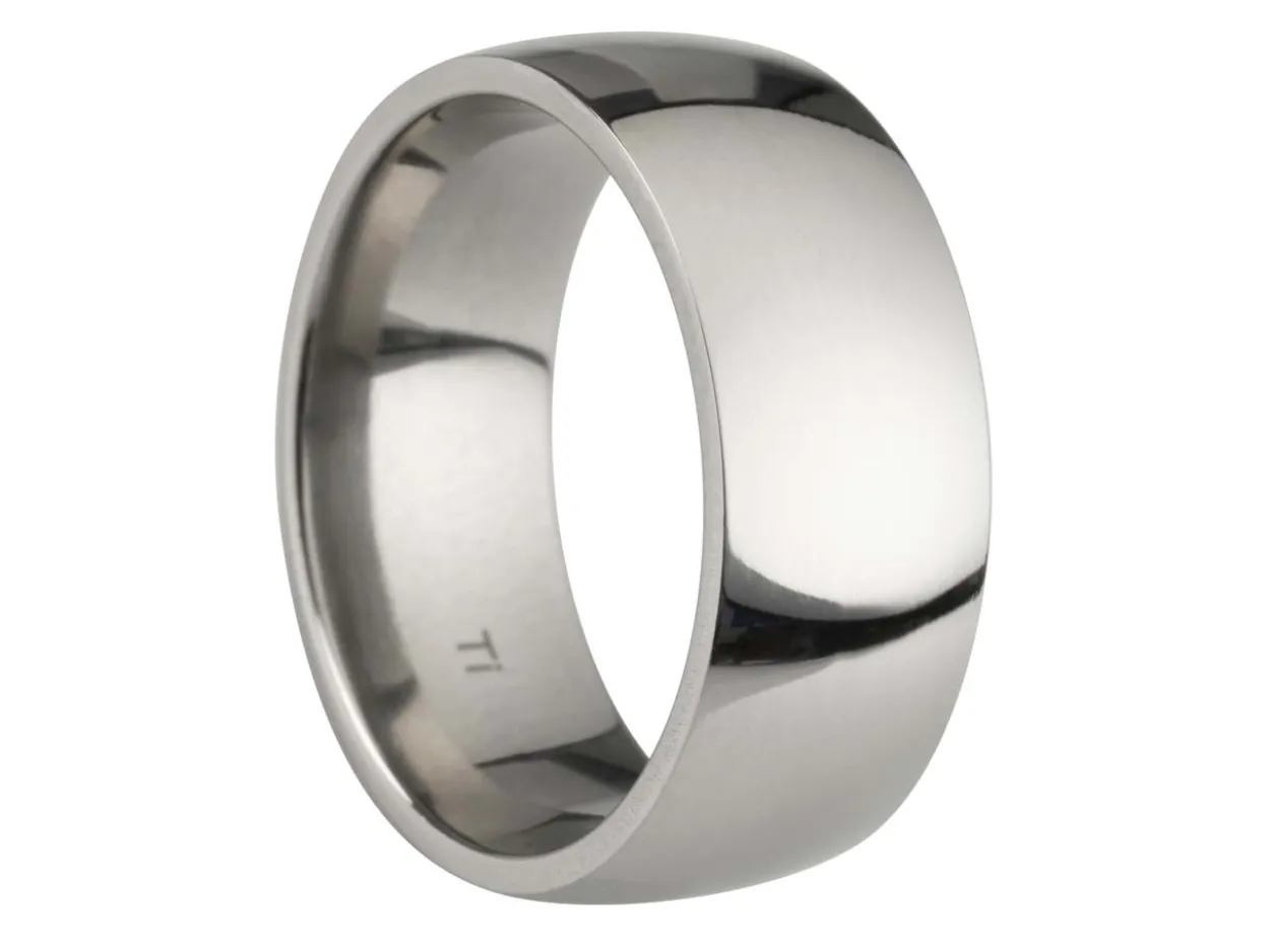 Titanium Court Polished Wedding Ring 8.0mm, Size W, 2.0mm Wall
